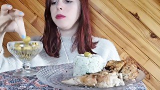 asmr mukbang feederism poulet olives riz