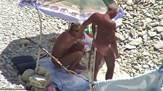 Big cock grandpa fucking on the beach