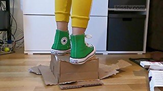 Green Converse Sneakers Crushing Carton Box