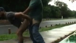 daddy and guy fucking outdoor near road