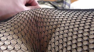 POV Boobs Play and pussy and Ass in FishNet Pantyhose