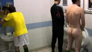 Horny voyeur captures sexy amateur boys in a public toilet