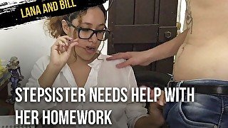 Stepsister needs help with her homework - I cum on her face