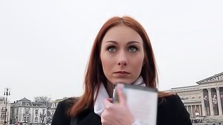 Breathtaking redhead picked up for a fantastic POV fuck