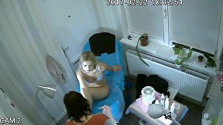 Pussy and ass hair removal in front of the hidden camera