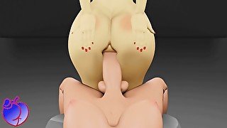 3D Girl Sit On Big Futa Dick