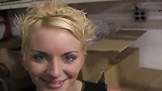 Pretty girl fucked hard in warehouse