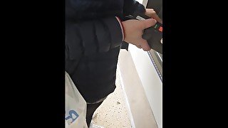 Step mom in leggings fucked near cash point by step son in supermarket