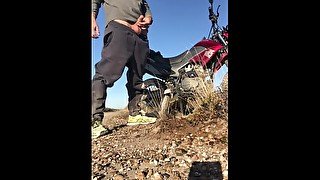 my dick riding a motorcycle through rough routes, and a necessary technical stop