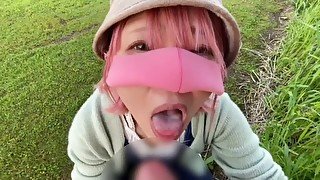 POV ver 白昼　公園で義理の妹にフェラ　口内発射　ザーメン飲んでもらった！