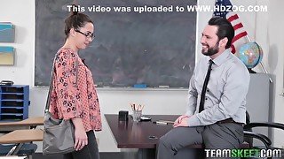 Geneva King In College Girl In Glasses Rides Teachers Cock In The