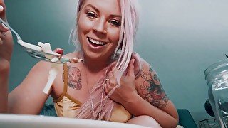 Giantess teases you and slurps you down her big sexy throat. Eating, Burping, Lip Smacking Goodness