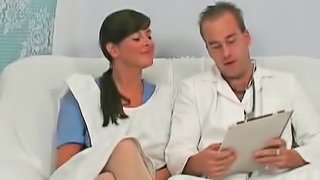 Gorgeous nurse and her amateur doctor