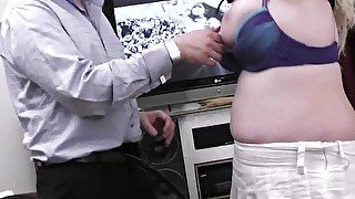 Fucking cute blonde with big tits at work