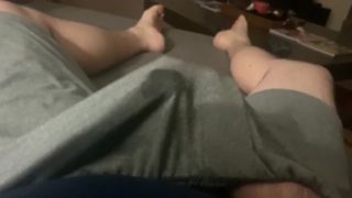 Jacking off under my shorts! SO MUCH CUM!