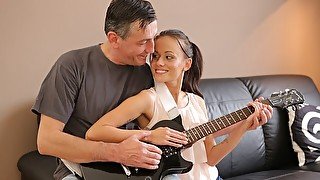 OLD4K. Old musician plays guitar for teen 18+ babe then he fucks her