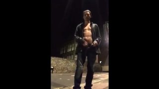 Guy Exhibitionist showing it all on busy streets