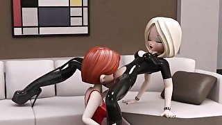 3D lesbian latex video