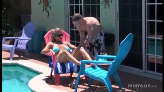 Milf gets fucked hard by step son in poolhouse