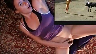 college girl watching bullfight and masturbate