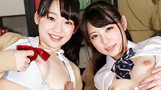 Yuuna Himekawa & Rena Aoi in Yuuna Himekawa and Rena Aoi Non Stop Blowjob While Looking Right At You - V1VR