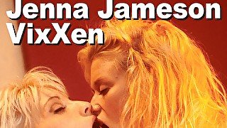 Jenna Jameson & VixXxen lesbians strip eat vibrate