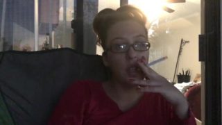 Goddess D Smoking Cork Tip 100 Cigarette Outside Wearing Glasses w Hair Up