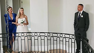 Horny bride is having lesbian sex moments before wedding