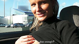 Cheating blonde girl Holly gives nice blowjob for money