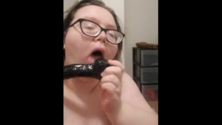 Sloppy dildo blowjob