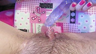 Big clit Creamy cumming on dildo.HD Pov