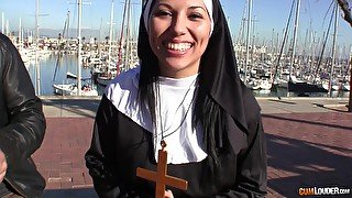 Horny Latina nun pussy fucked and creampied hardcore