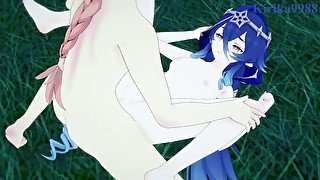 Layla and Aether have intense sex in the meadow. - Genshin Impact Hentai