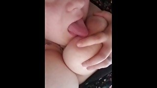 BBW Self Nipple Sucking