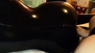 Sex with my girl in black latex catsuit