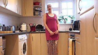 Bright and early tease from Maggie Moon in the kitchen