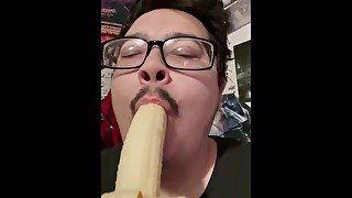 Latino Sucks Banana Thinking it’s YOUR COCK