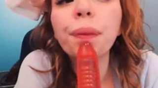 Red Head Cutie Dildo Suck