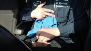 Solo masturbation in car with cumshot