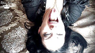 Sexy giantess dangles you above her hungry mouths before consuming you alive