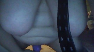 Fat crazy slut fucks herself by the dildo. Homemade video.