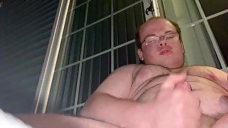 Jerk and Cum outside in my backyard at night )