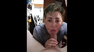 BJ, anal toy, deepthroat sloppy cum swallowing