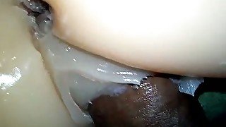 Big black dick drills my tight pussy doggystyle and fills with massive creampie