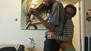 Trying to practice violin