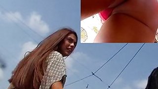 Wind-blow upskirt movie scene