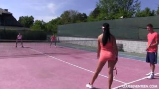 Sporty teens get fucked outdoors in an erotic groupsex shoot