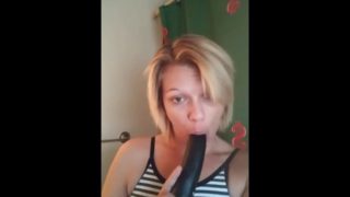 Milf fat ass cums on dildo in tease video for man