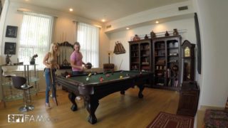 Horny blonde slut gets dicked on the pool table