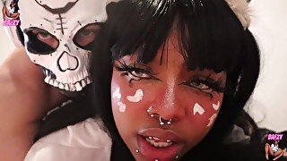 Petite Ebony Cosplayer Gets Destroyed And Facial